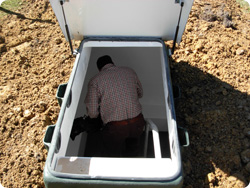 Take emergency survival supplies into your storm shelter.